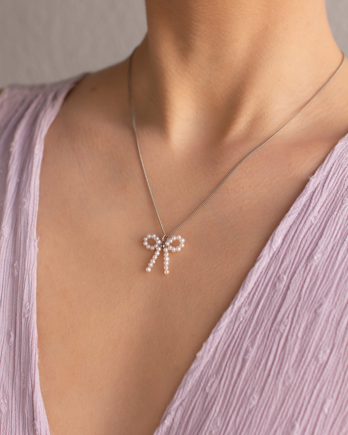 【Monday Edition】24SS PEARL BOW SILVER NECKLACE Pearl Bow Necklace – paeoni colors